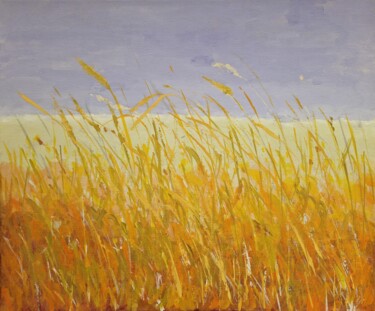 Painting titled "Golden grass" by Tatiana Karchevskaya, Original Artwork, Acrylic