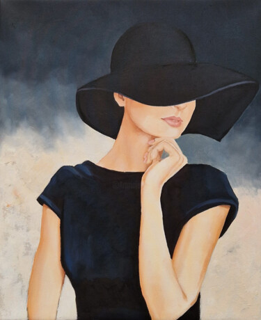 Malerei mit dem Titel "Black hat (6)" von Tatiana Karchevskaya, Original-Kunstwerk, Öl