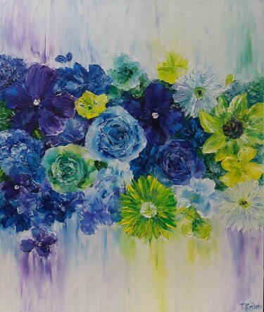Peinture intitulée "Flowers painting oi…" par Tatiana Krilova, Œuvre d'art originale, Huile