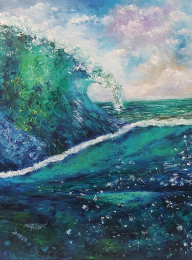 Peinture intitulée "Original sea oil pa…" par Tatiana Krilova, Œuvre d'art originale, Huile