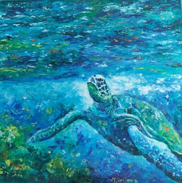 绘画 标题为“Turtle under water…” 由Tatiana Krilova, 原创艺术品, 油