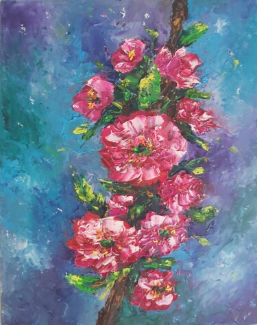 Pintura intitulada "Flowers painting oi…" por Tatiana Krilova, Obras de arte originais, Óleo