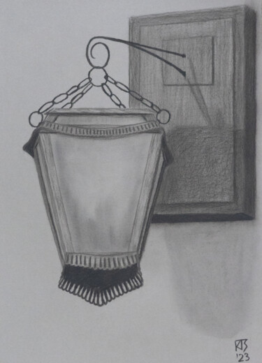 Drawing titled "Street light 3. Mud…" by Tatiana Krupnikova, Original Artwork, Charcoal