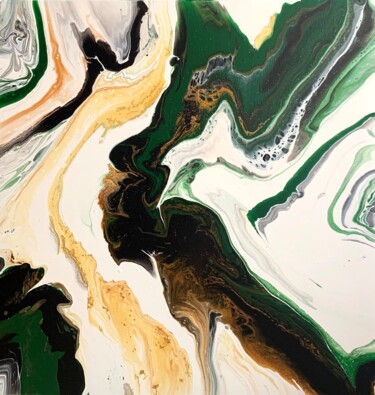 Картина под названием "Greenery Fluid Art" - Tatiana Malinovscaia, Подлинное произведение искусства, Акрил