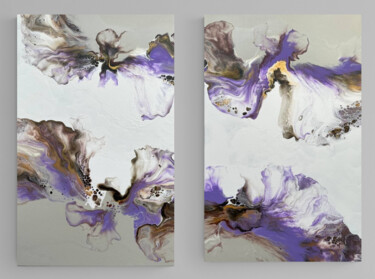 Painting titled "Lavender Fluid Art…" by Tatiana Malinovscaia, Original Artwork, Acrylic