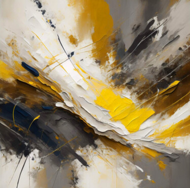 Schilderij getiteld "Yellow ocher black…" door Tatiana Malinovscaia, Origineel Kunstwerk, Acryl