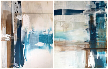 Malarstwo zatytułowany „Set White Blue Umbe…” autorstwa Tatiana Malinovscaia, Oryginalna praca, Akryl