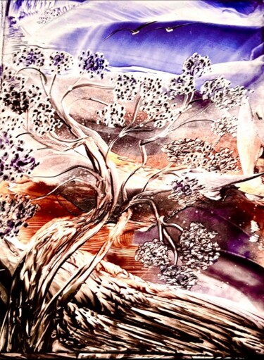 Pintura titulada "“La jacaranda “" por Tatiana Martinenko (TAMADI), Obra de arte original, Encáustico Montado en Cartulina