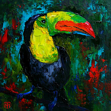 Ζωγραφική με τίτλο "Toucan Painting Bir…" από Tatiana Matveeva, Αυθεντικά έργα τέχνης, Λάδι