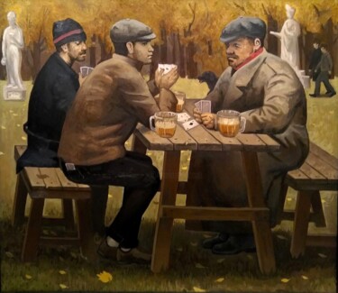 Peinture intitulée "The players in the…" par Tatiana Popova, Œuvre d'art originale, Huile Monté sur Châssis en bois