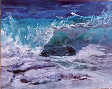 Painting titled ""Covering wave"" by Tatiana Tarasova, Original Artwork, Oil