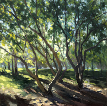 Pintura intitulada "Noon. Tree branches." por Tatiana Votkal, Obras de arte originais, Óleo