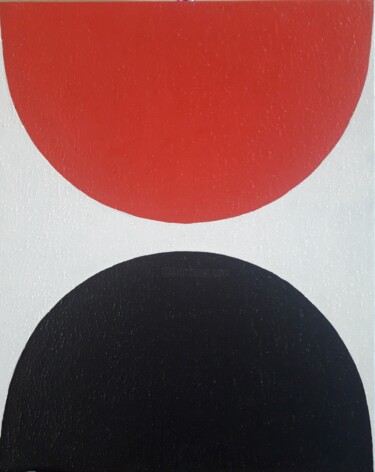 Peinture intitulée ""Crimson Eclipse"" par Tatiana Yasin, Œuvre d'art originale, Acrylique Monté sur Châssis en bois