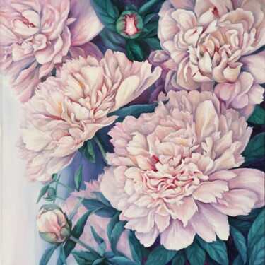 Картина под названием "White flowers, orig…" - Tatiana Zhuravleva, Подлинное произведение искусства, Масло