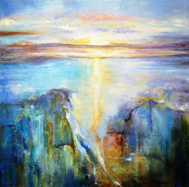 Malarstwo zatytułowany „Sunset Painting Sea…” autorstwa Tatiana Zhuravleva, Oryginalna praca, Olej