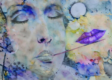 Digitale Kunst getiteld "kiss in silence" door Tatiana Kolganova, Origineel Kunstwerk, Digitale collage