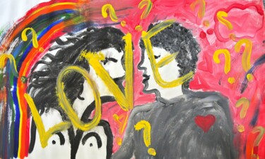 Painting titled "Es amor?" by Tatiane Da Silva, Original Artwork, Acrylic