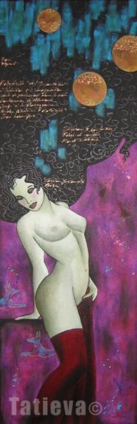 Painting titled "La Femme Lunaire" by Tatieva, Original Artwork