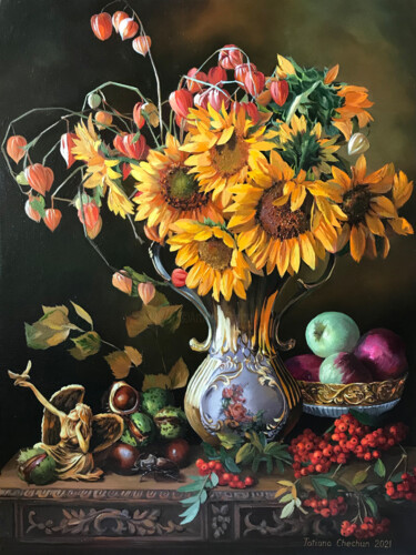 Malarstwo zatytułowany „Gifts of autumn” autorstwa Tatjana Cechun, Oryginalna praca, Olej