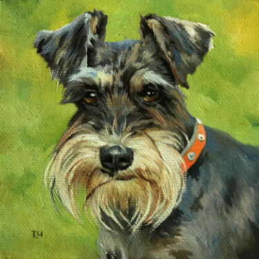 Painting titled "Miniature "Schnauze…" by Tatjana Cechun, Original Artwork, Oil