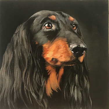 Painting titled "Miniature "Longhair…" by Tatjana Cechun, Original Artwork, Oil