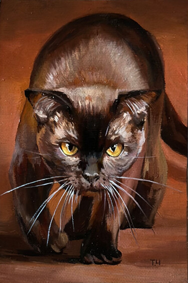 Peinture intitulée "A cat the color of…" par Tatjana Cechun, Œuvre d'art originale, Huile
