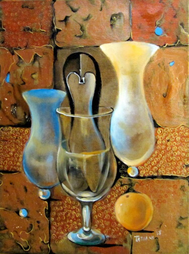 Malerei mit dem Titel "Still life with a s…" von Tatjana Gurbo, Original-Kunstwerk, Öl