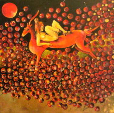 Malarstwo zatytułowany „The secret of red w…” autorstwa Tatjana Gurbo, Oryginalna praca, Olej