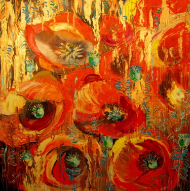 Painting titled "Poppies" by Tatjana Gurbo, Original Artwork, Oil