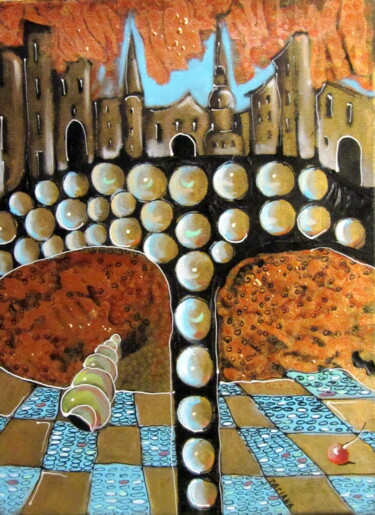 Malerei mit dem Titel "Symbols" von Tatjana Gurbo, Original-Kunstwerk, Öl