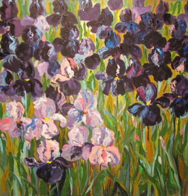 Painting titled "Irises" by Tatjana Gurbo, Original Artwork, Acrylic