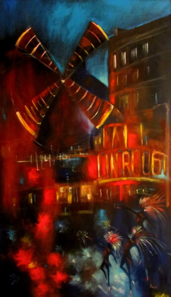 Картина под названием "Moulin Rouge" - Tatjana Gurbo, Подлинное произведение искусства, Масло