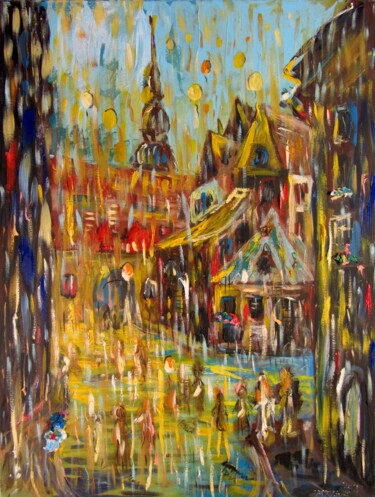 Painting titled "Holiday Riga" by Tatjana Gurbo, Original Artwork, Oil