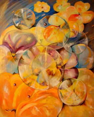 Pintura intitulada "Flowers and water" por Tatjana Gurbo, Obras de arte originais, Óleo