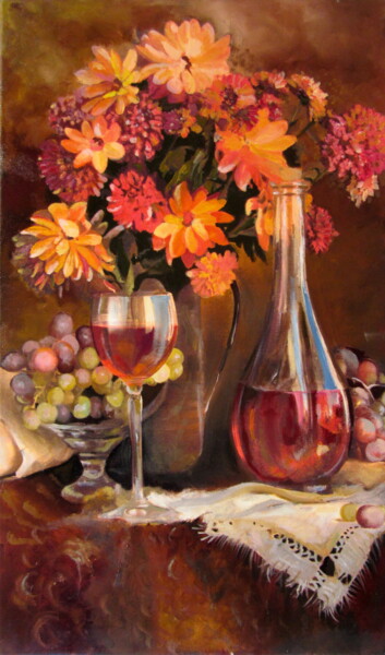 Pintura intitulada "Red wine" por Tatjana Gurbo, Obras de arte originais, Óleo
