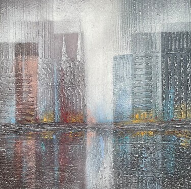 Painting titled "Night city lights" by Tatjana Viktorov (Tanya Arttex), Original Artwork, Acrylic