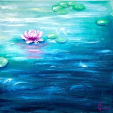 Schilderij getiteld "Water lily, reflect…" door Tatsiana Yelistratava, Origineel Kunstwerk, Olie