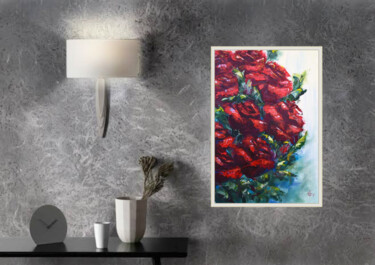 Pintura titulada "Red roses oil paint…" por Tatsiana Yelistratava, Obra de arte original, Oleo