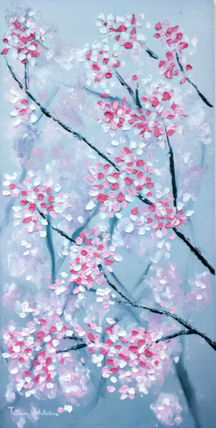 Malerei mit dem Titel "Sakura tree blossom…" von Tatsiana Yelistratava, Original-Kunstwerk, Öl Auf Keilrahmen aus Holz monti…