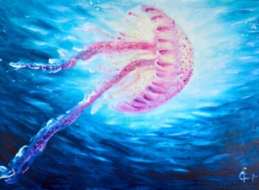 Pintura titulada "Ocean queen." por Tatsiana Yelistratava, Obra de arte original, Oleo Montado en Cartulina