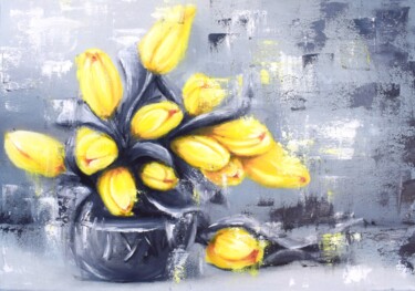 "Yellow tulips." başlıklı Tablo Tatsiana Yelistratava tarafından, Orijinal sanat, Petrol Ahşap Sedye çerçevesi üzerine monte…