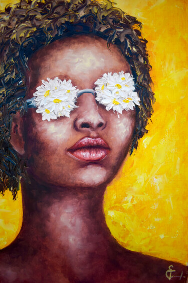 Painting titled "Meditation. Floral…" by Tatsiana Yelistratava, Original Artwork, Oil