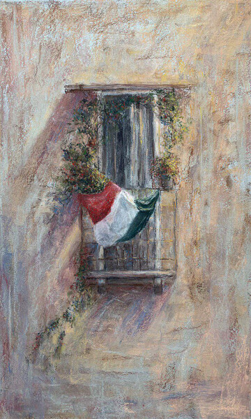 Painting titled "ITALIAN WINDOW -  a…" by Tatsiana Ilyina, Original Artwork, Pastel