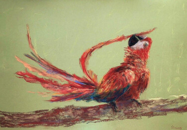 Pittura intitolato "PRETTY BOY- parrot,…" da Tatsiana Ilyina, Opera d'arte originale, Pastello