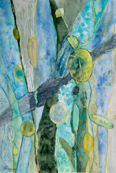Pittura intitolato "BLUE, YELLOW, GREEN…" da Tatsiana Ilyina, Opera d'arte originale, Acquarello
