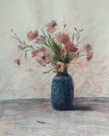 Malerei mit dem Titel "RED FLOWERS-poppy f…" von Tatsiana Ilyina, Original-Kunstwerk, Pastell