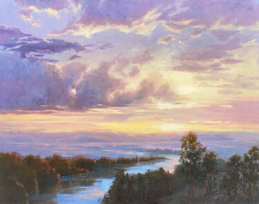 Schilderij getiteld "Sunset Enchantment" door Tatyana Fogarty, Origineel Kunstwerk, Olie