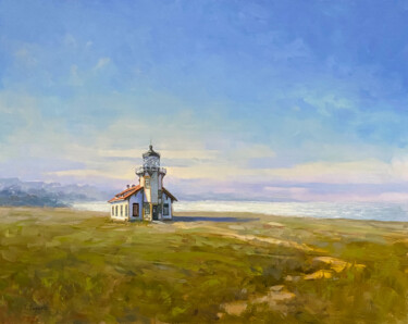 Pintura intitulada "Point Cabrillo Light" por Tatyana Fogarty, Obras de arte originais, Óleo Montado em Alumínio