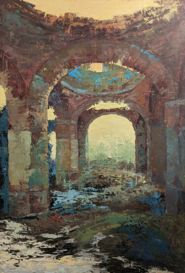 Malarstwo zatytułowany „Old New Cathedral” autorstwa Tatyana Ivolga, Oryginalna praca, Olej Zamontowany na Drewniana rama no…