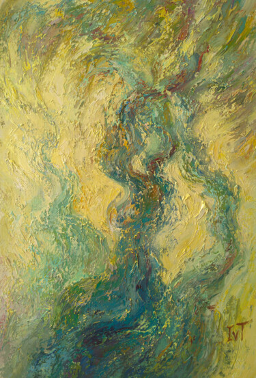 Painting titled "The summer olive" by Tatyana Ivolga, Original Artwork, Oil Mounted on Wood Stretcher frame